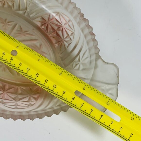 VTG Glass Divided Relish Dish Pink Satin Oval Frosted Starburst Serving Tray - Picture 12 of 13